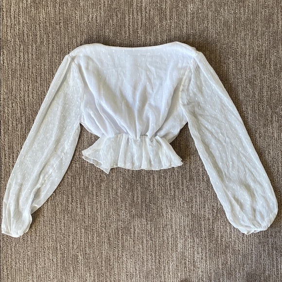 Nasty Gal White Sheer Cropped Blouse - Picture 7 of 12